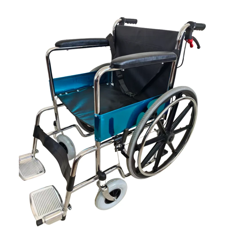 Chrome plated manual wheelchair 809 style soft leather seat