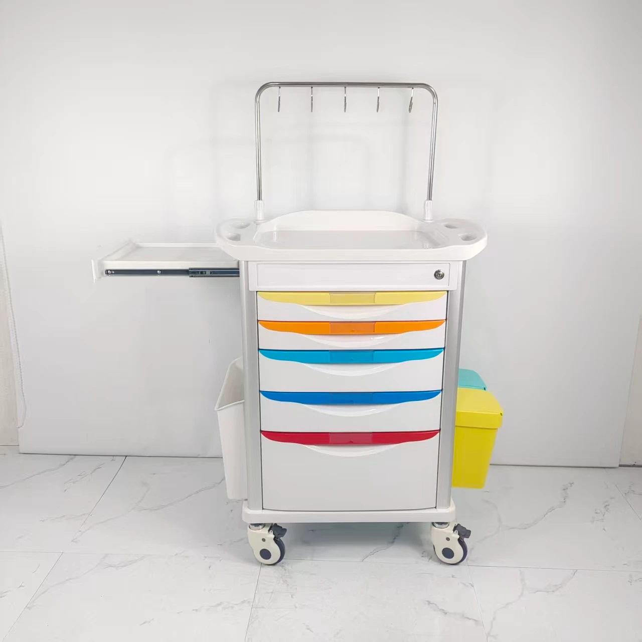 Professional hospital emergency medical trolley ABS plastic infusion emergency trolley