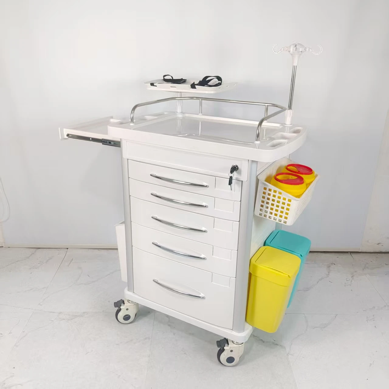 High Quality Emergency Anesthesia Abs Medical Patient Cart Hospital Treatment Care Trolley