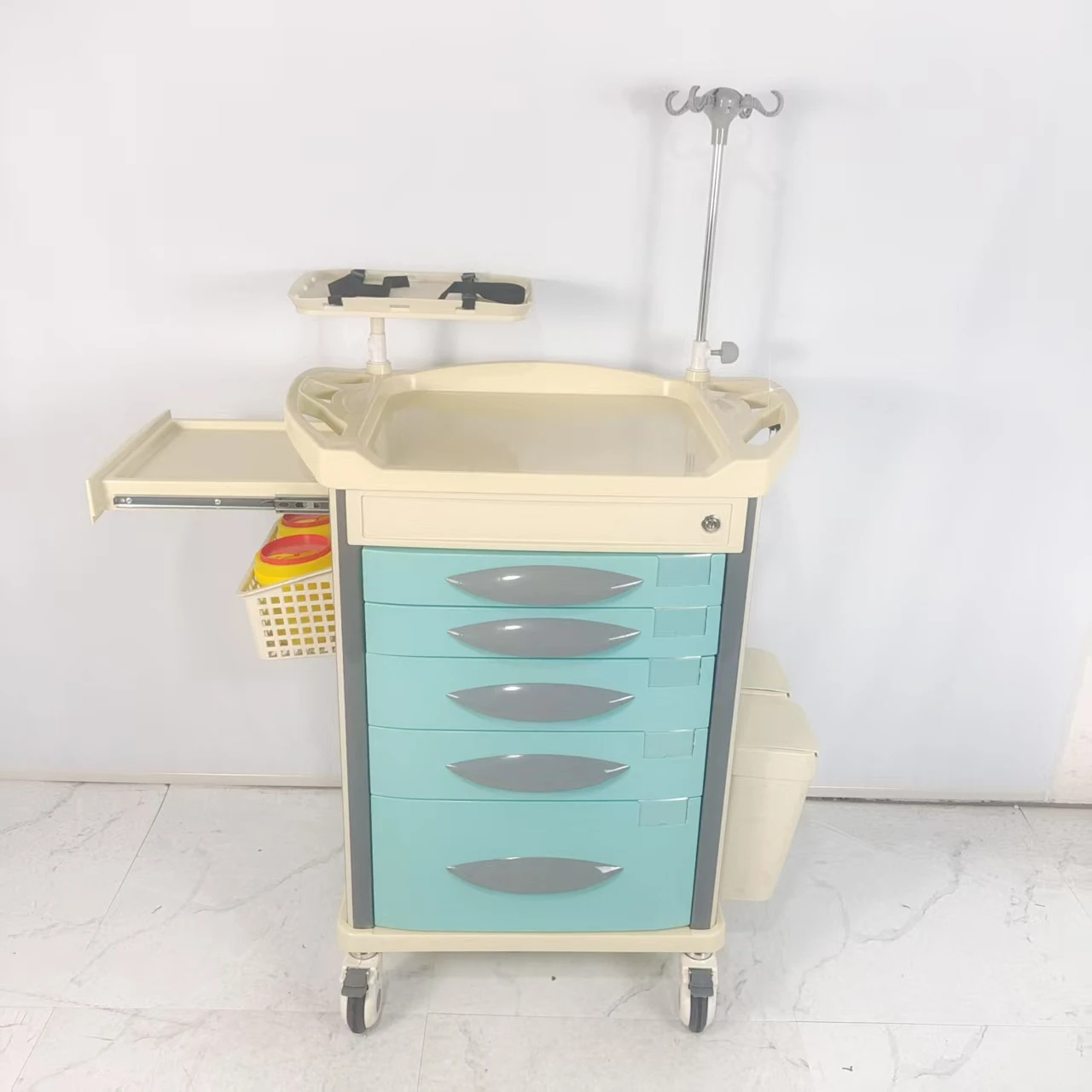 Deluxe Electronic Emergency Medical Trolley with Anti-Lock Brake Hospital Furniture in ABS/Stainless Steel Option Available