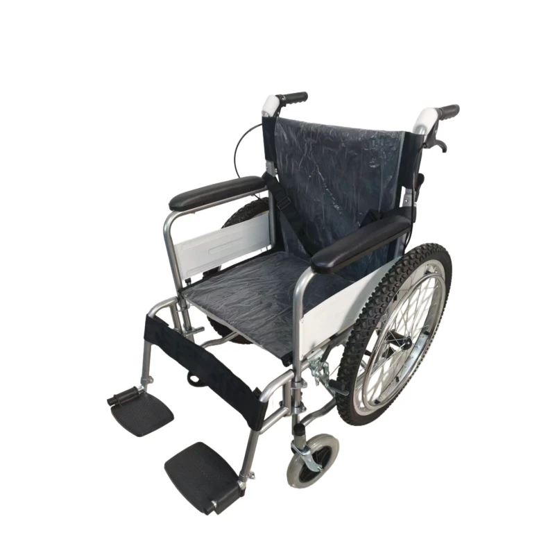 Hot selling spray-painted large soft seat foldable handle detachable manual wheelchair