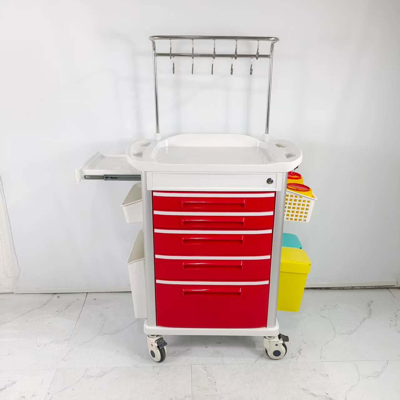 Hot selling hospital equipment medical trolley ABS plastic infusion emergency trolley medicine delivery trolley