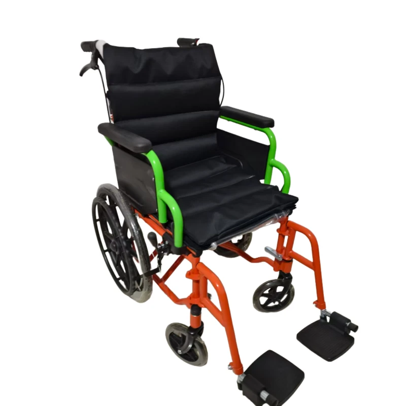 Two-color frame foldable children's manual wheelchair