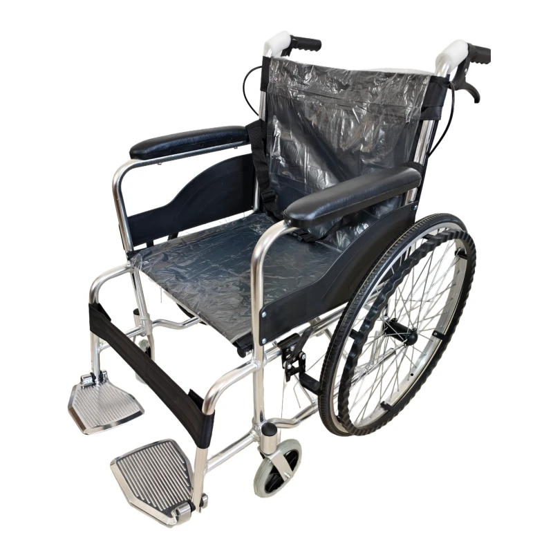 Hospital equipment foldable high quality aluminum alloy manual wheelchair for elderly disabled people